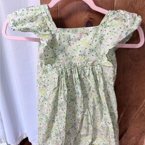 H&M Light Green Floral Sundress with Yellow & Pink Accents 5T